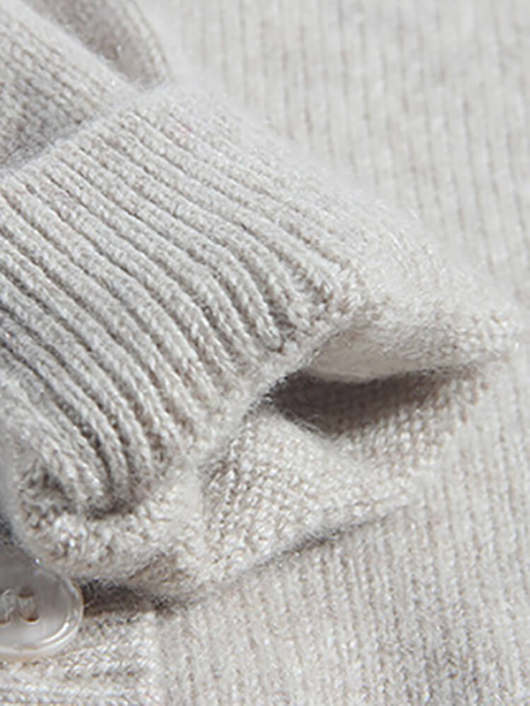 Ruffled Collar Cherry Embroidery Button-Front Cashmere Cardigan